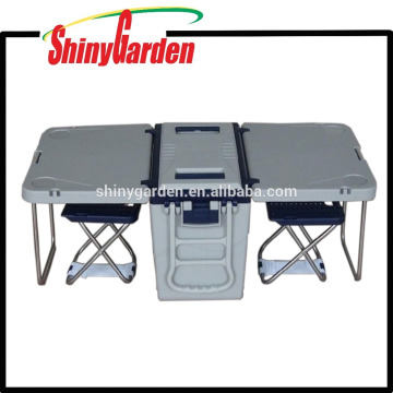 28L cooler foldable table box with wheels cooler box picnic table